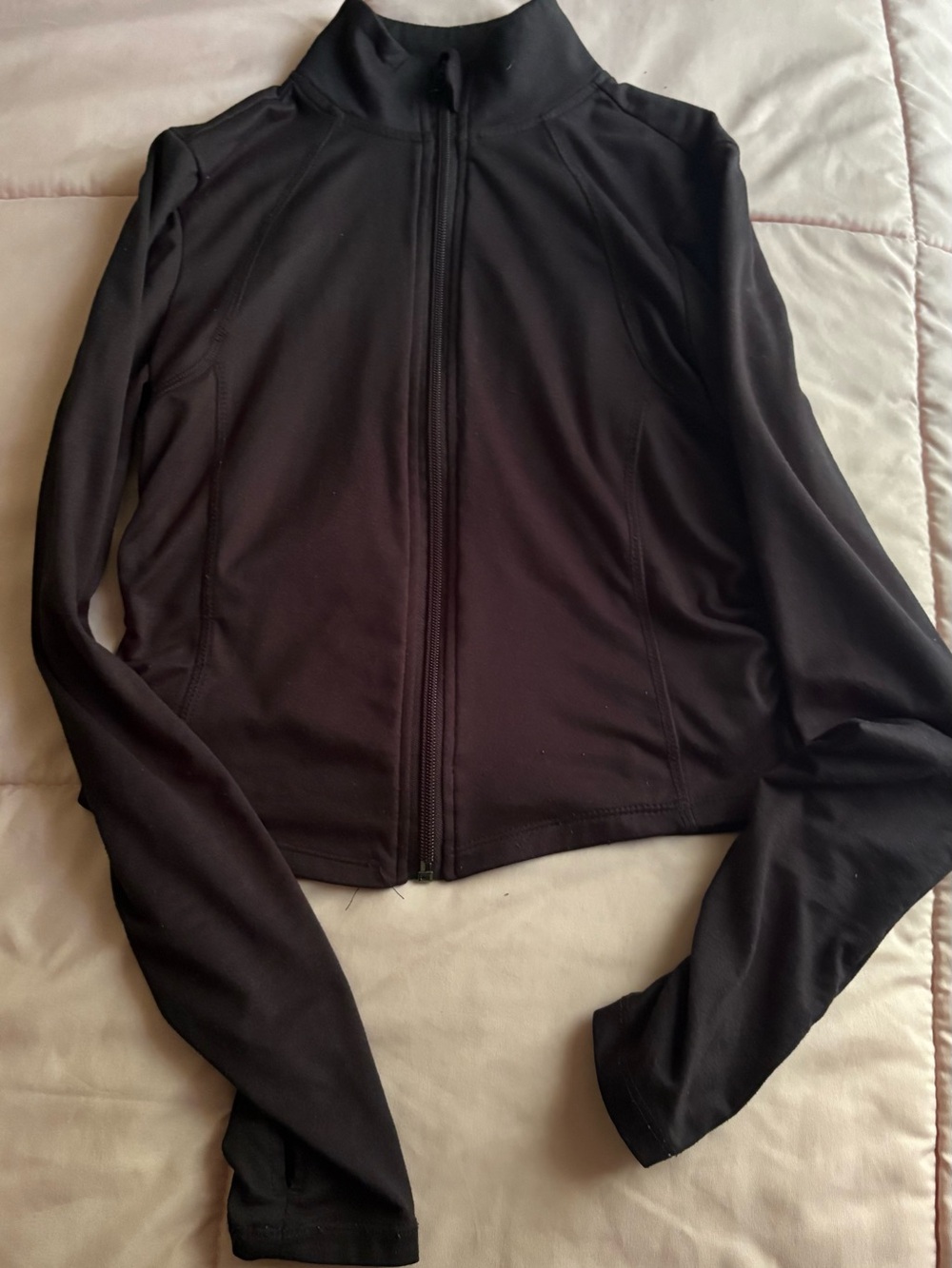 Women's No Comment black polyester & spandex zip up jacket